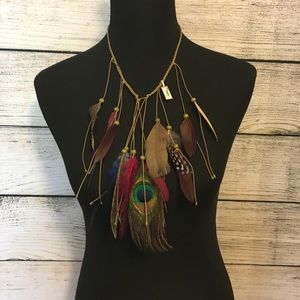 Braided elastic Feather Choker Necklace New